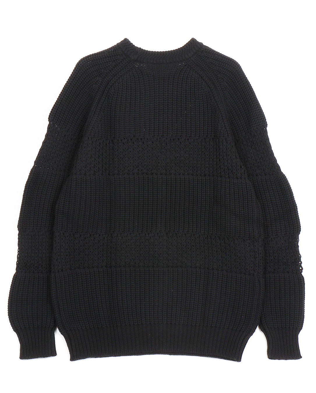 Loose Mesh Stripe Rib Sweater (black)