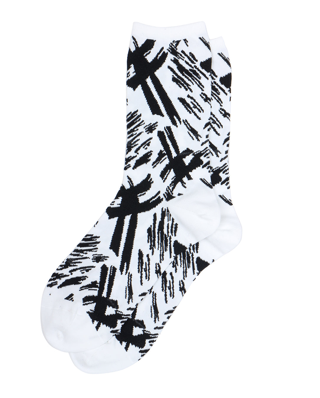 Blushed Jacquard Socks (white×black)